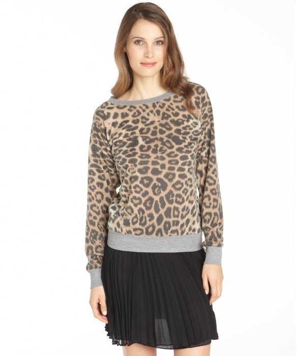 leopard crew neck sweater