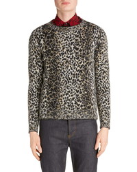 Saint Laurent Leopard Wool Blend Sweater
