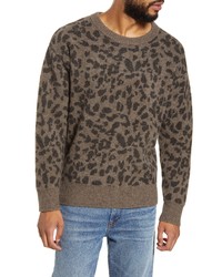 BLDWN Nevill Leopard Crewneck Yak Wool Sweater