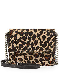 Alice + Olivia Mini Clee Leopard Dyed Calf Hair Crossbody Bag Natural Brown