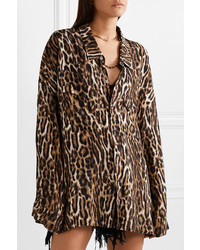 R13 Oversized Leopard Print Voile Shirt