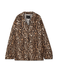 R13 Oversized Leopard Print Voile Shirt