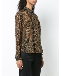 Saint Laurent Sheer Leopard Print Shirt
