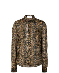 Saint Laurent Sheer Leopard Print Shirt