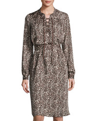Three Dots Selena Leopard Print Dress Natural