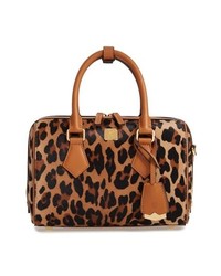 MCM Small Boston Leopard Calf Hair Bowler Bag