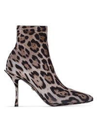 Dolce & Gabbana Leopard Print 90mm Sock Ankle Boots