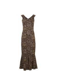 Rosetta Getty Fitted Leopard Print Dress