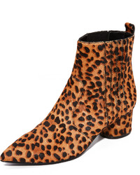 Brown Leopard Fur Ankle Boots