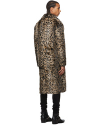 Amiri Beige Black Faux Leopard Fur Coat
