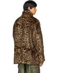 Needles Brown Faux Fur Leopard Car Coat