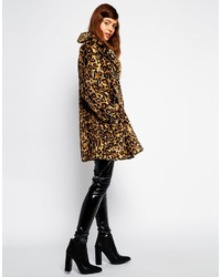 Asos Collection Faux Fur Coat In Animal Print