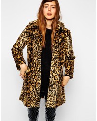 Asos Collection Faux Fur Coat In Animal Print