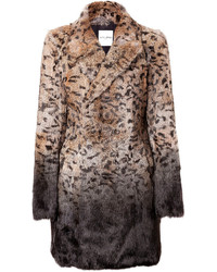 Each Other Leopard Print Rabbit Fur Coat