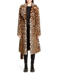 Stand Studio Faustine Leopard Print Faux Fur Coat