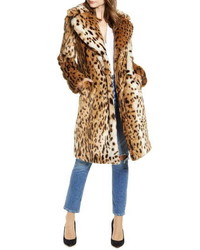 Kendall & Kylie Leopard Faux Fur Coat