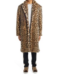 Palm Angels Leopard Print Faux Fur Coat