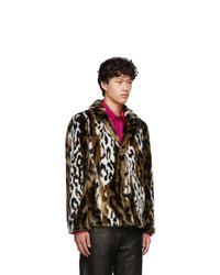 Neil Barrett Multicolor Leopard Faux Fur Slim Jacket