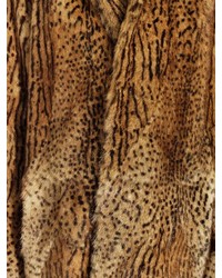 Saint Laurent Single Breasted Animal Print Fur Coat