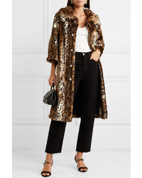 Erdem Sorayah Embellished Leopard Print Faux Fur Coat