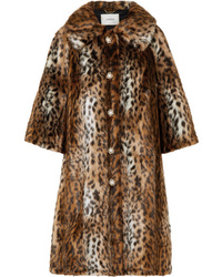 Erdem Sorayah Embellished Leopard Print Faux Fur Coat