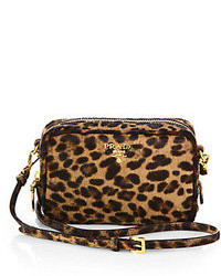 Brown Leopard Fur Crossbody Bag