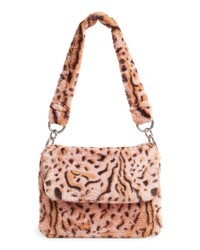 Topshop Teddy Leopard Print Faux Fur Shoulder Bag