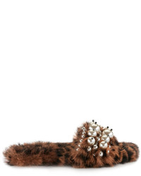 Miu Miu Pearly Fur Slide Sandal Leopard