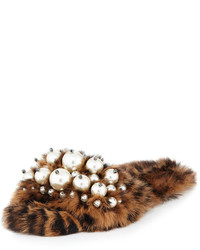 Miu Miu Pearly Fur Slide Sandal Leopard