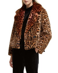 French Connection Analia Leopard Faux Fur Jacket