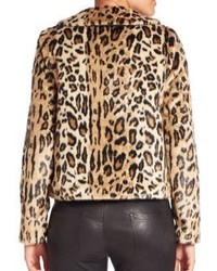 Alice + Olivia Jerrie Faux Fur Leopard Print Jacket