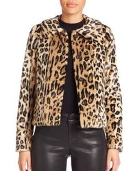 Alice + Olivia Jerrie Faux Fur Leopard Print Jacket