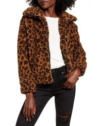BB Dakota Leopard Print Faux Shearling Jacket