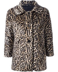 Tagliatore Faux Fur Leopard Print Jacket
