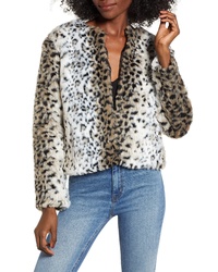 BB Dakota Wild Thing Snow Leopard Print Faux Fur Jacket