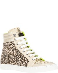 Brown Leopard High Top Sneakers