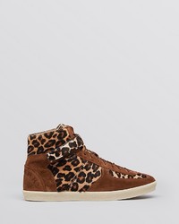 Burberry Lace Up High Top Sneakers Bartlam Leopard Print