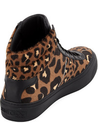 Jimmy Choo Leopard Print Calf Hair High Top Sneaker