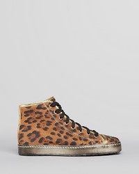 Stokton Lace Up High Top Sneakers Leopard Print