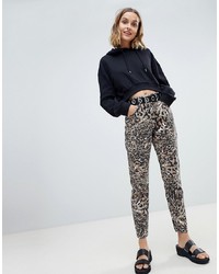 ASOS DESIGN Ritson Rigid Mom Jeans In Abstract Leopard Print
