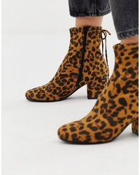 Head over Heels by Dune Head Over Heels Oakley Heeled Ankle Boots In Leopard