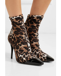 Giuseppe Zanotti Notte Patent Med Leopard Print Jersey Ankle Boots