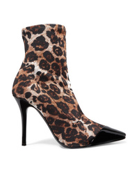 Giuseppe Zanotti Notte Patent Med Leopard Print Jersey Ankle Boots