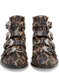 Givenchy Studded Ankle Boots In Leopard Print Leather Leopard Print