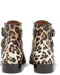 Givenchy Studded Ankle Boots In Leopard Print Leather Leopard Print