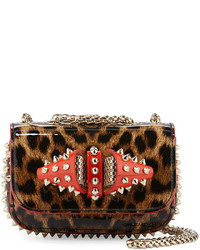 Christian Louboutin Sweet Charity Patent Leather Shoulder Bag Brown Leopard