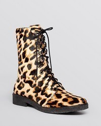 Brown Leopard Leather Boots