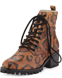 Sophia Webster Roxy Leather Combat Boot Leopard