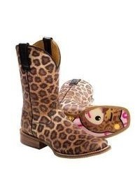 Tin Haul Big Cat Little Kitty Cowboy Boots Square Toe Leather Leopard Print
