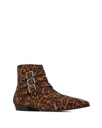 Saint Laurent Goth Leopard Print Ankle Boots